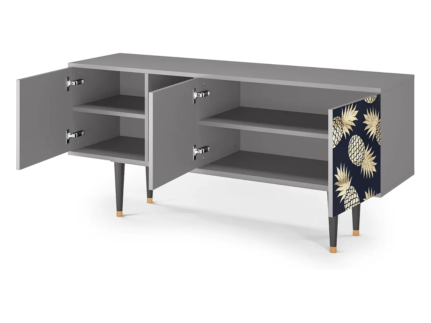 Móvel De Tv* Mueble de TV - 150х69х41 cm - T5 - Sunny Pineaple, Cinza Cinzento
