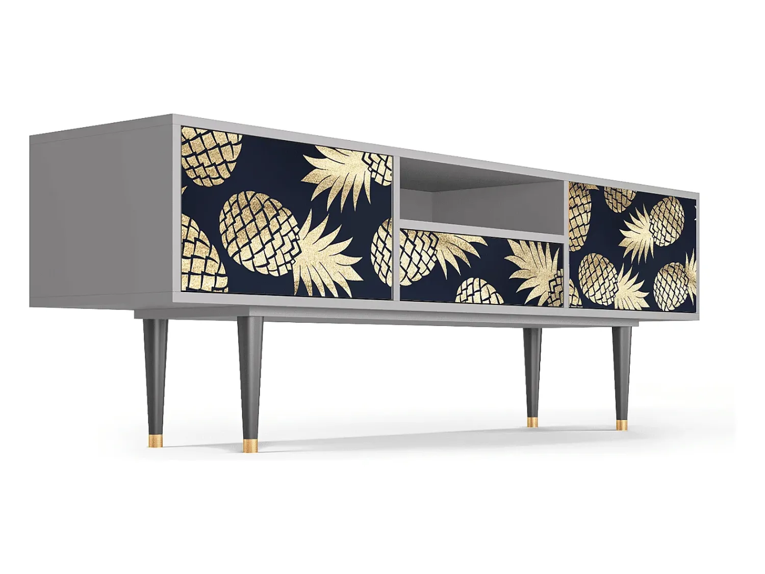 New Mueble de TV - 170х59х41 cm - T6 - Sunny Pineaple, Cinza Cinzento