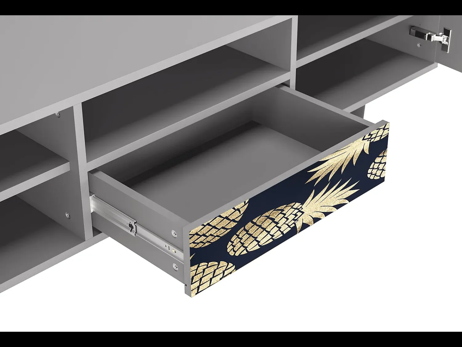 New Mueble de TV - 170х59х41 cm - T6 - Sunny Pineaple, Cinza Cinzento