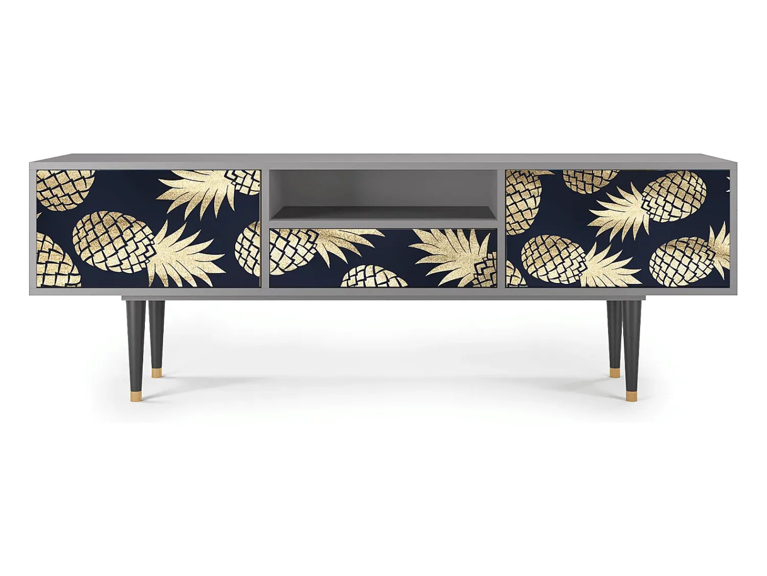New Mueble de TV - 170х59х41 cm - T6 - Sunny Pineaple, Cinza Cinzento