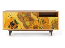 Móvel De Tv* Mueble de TV - 125х56х41 cm - T7 - Sunflowers, Nogueira Castanho