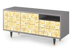 Móvel De Tv| Mueble de TV - 125х56х41 cm - T7 - Sunshiny Tile, Cinza Cinzento
