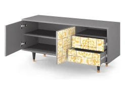 Móvel De Tv| Mueble de TV - 125х56х41 cm - T7 - Sunshiny Tile, Cinza Cinzento