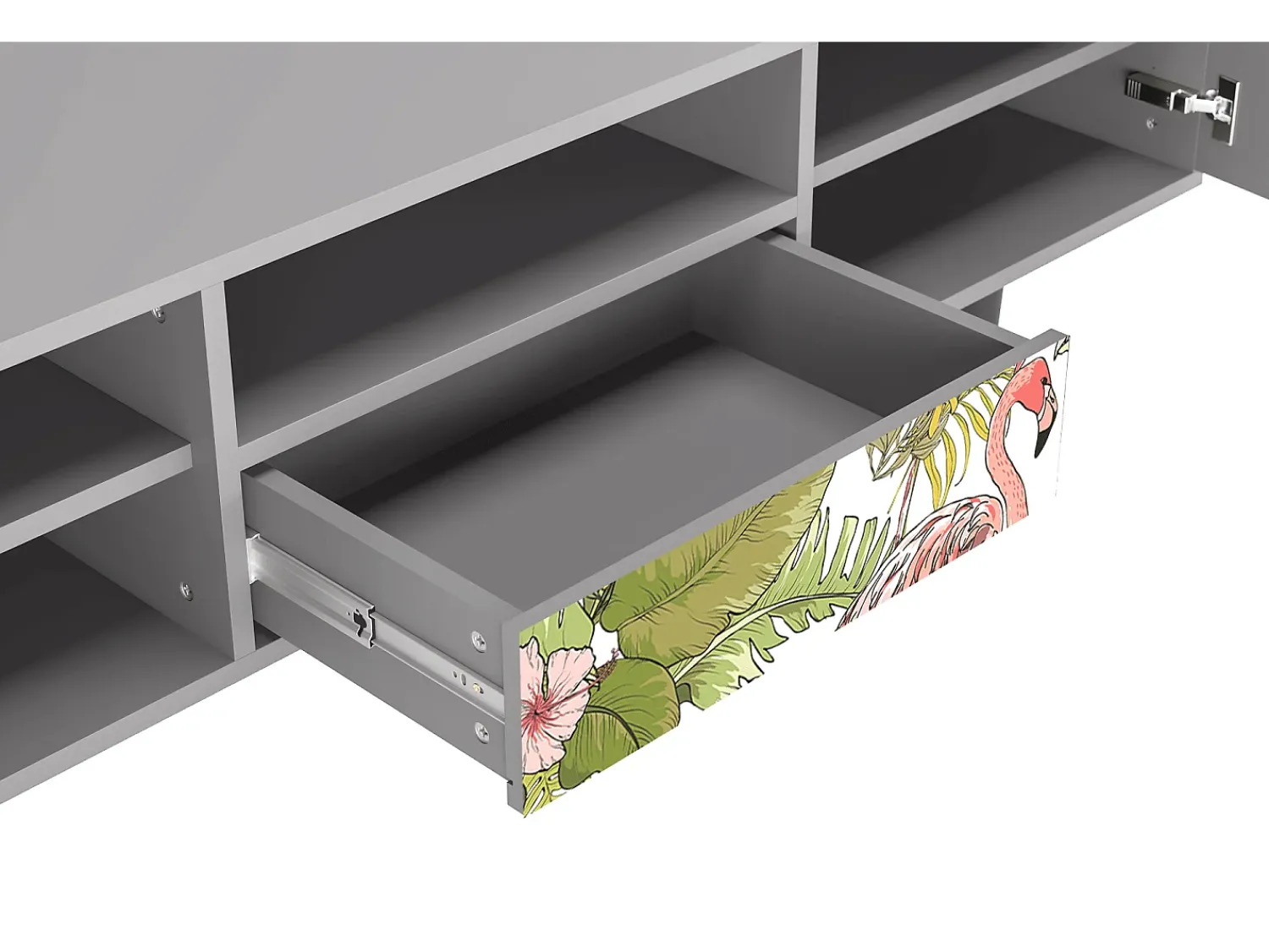 Móvel De Tv| Mueble de TV - 170х59х41 cm - T6 - Sweet Flamingo, Cinza Cinzento