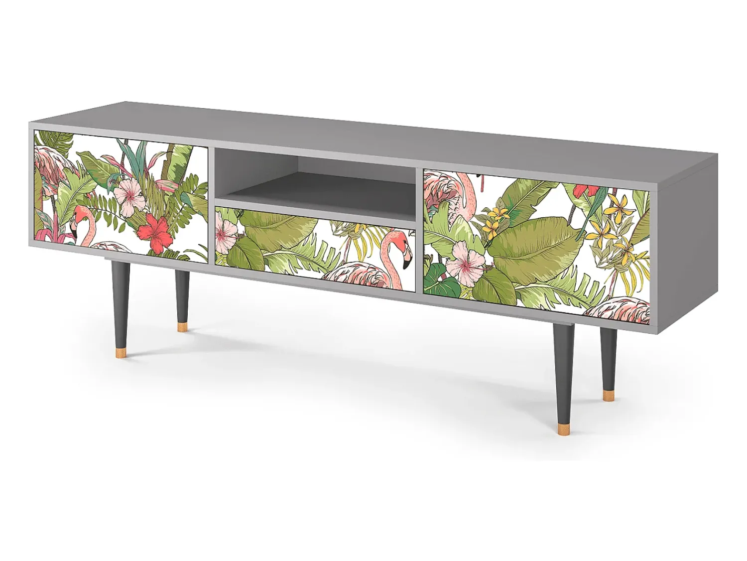 Móvel De Tv| Mueble de TV - 170х59х41 cm - T6 - Sweet Flamingo, Cinza Cinzento