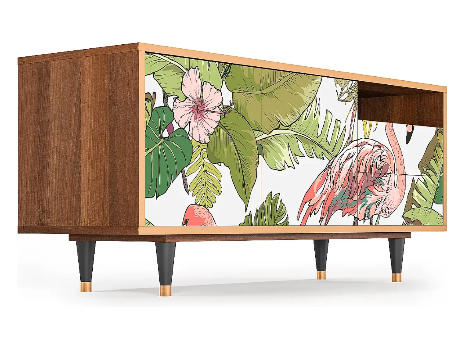 Hot Mueble de TV - 125х56х41 cm - T7 - Sweet Flamingo, Nogueira Castanho