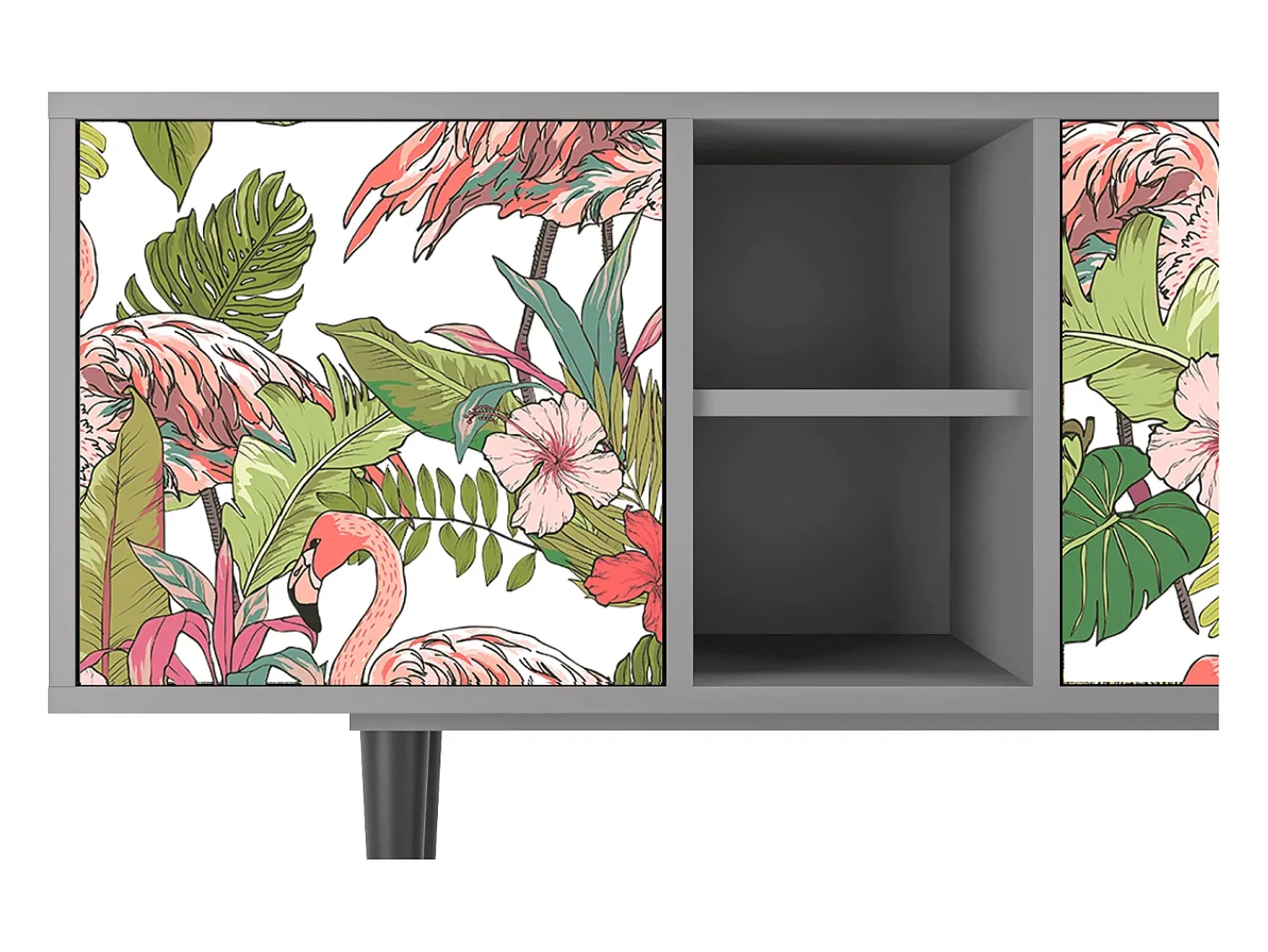 Móvel De Tv| Mueble de TV - 150х69х41 cm - T5 - Sweet Flamingo, Cinza Cinzento