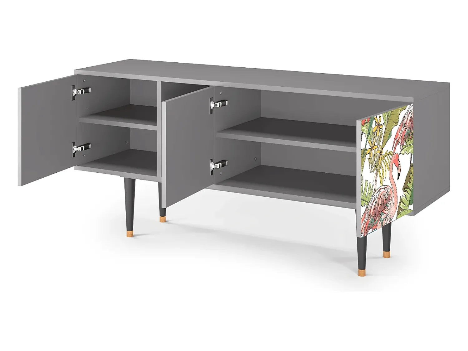 Móvel De Tv| Mueble de TV - 150х69х41 cm - T5 - Sweet Flamingo, Cinza Cinzento