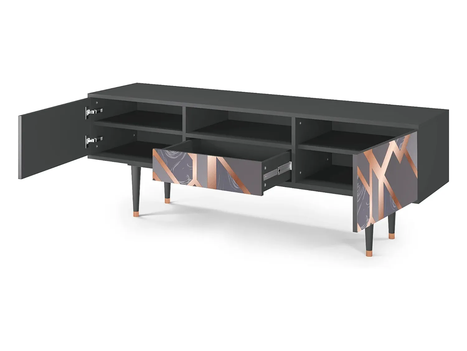 Móvel De Tv| Mueble de TV - 170х59х41 cm - T6 - Taupe Anatomy, Antracite Cinza antracite