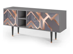 Móvel De Tv| Mueble de TV - 150х69х41 cm - T5 - Taupe Anatomy, Cinza Cinzento