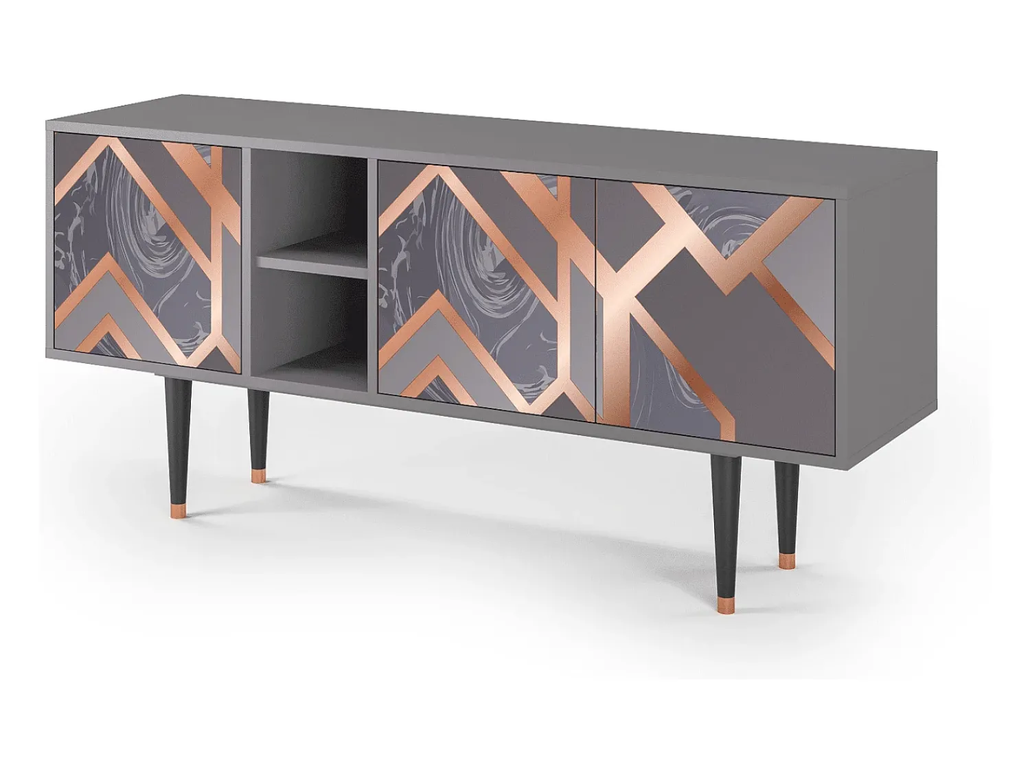 Móvel De Tv| Mueble de TV - 150х69х41 cm - T5 - Taupe Anatomy, Cinza Cinzento