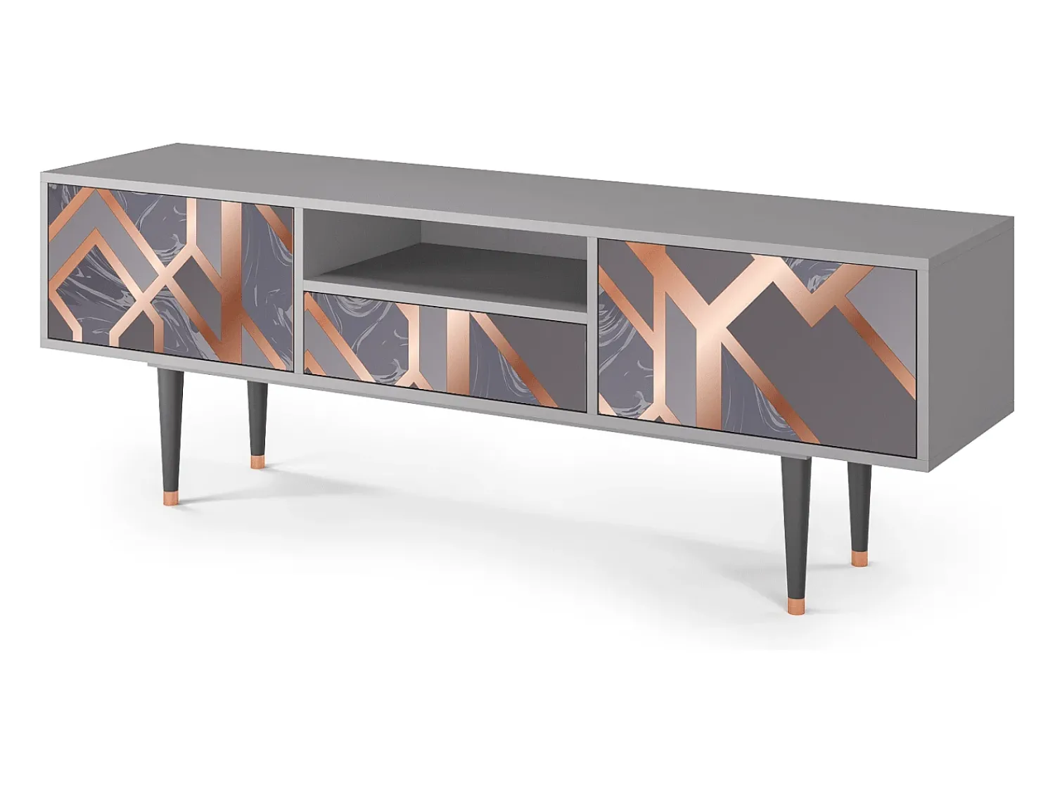 Móvel De Tv| Mueble de TV - 170х59х41 cm - T6 - Taupe Anatomy, Cinza Cinzento
