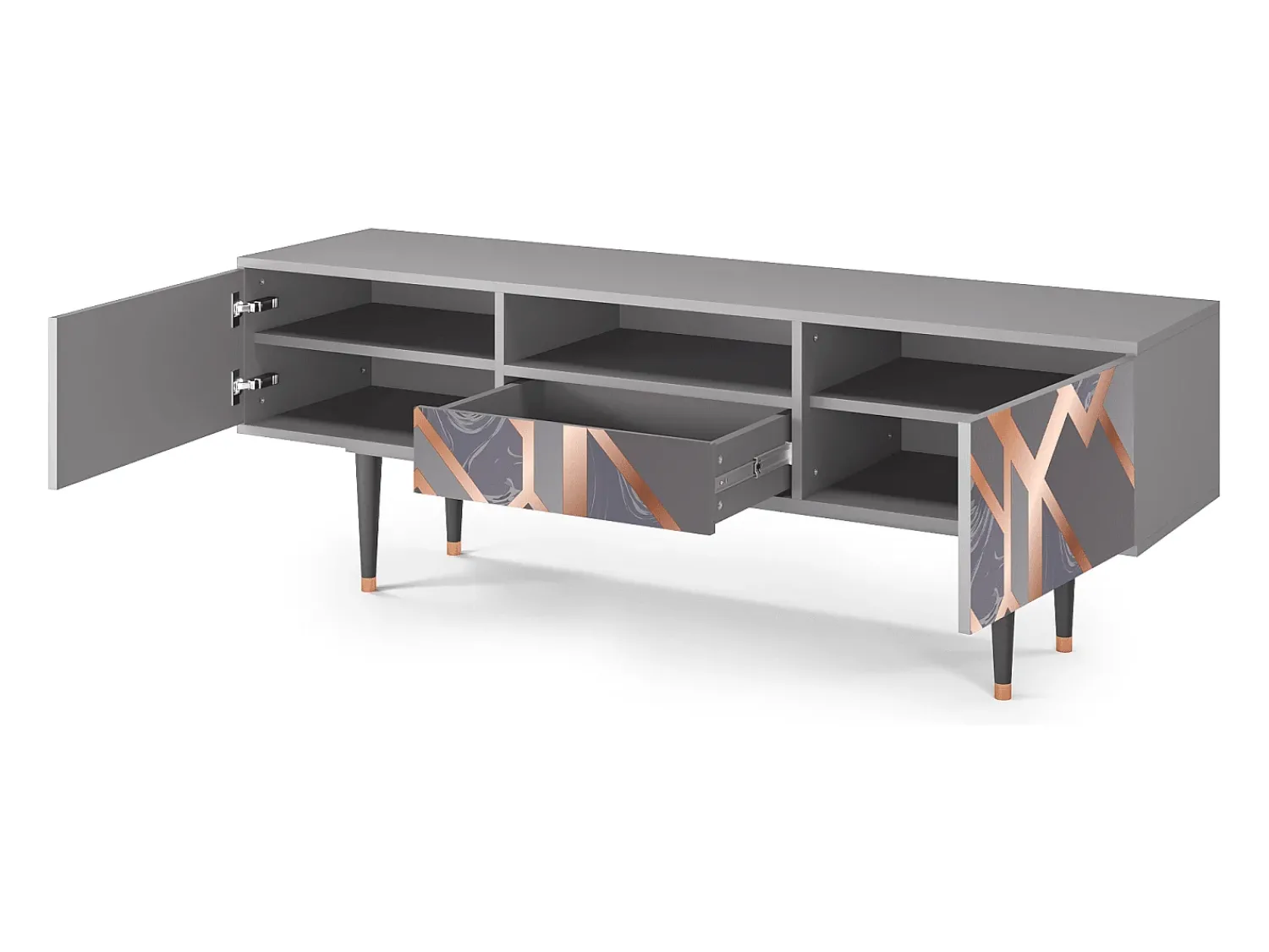 Móvel De Tv| Mueble de TV - 170х59х41 cm - T6 - Taupe Anatomy, Cinza Cinzento