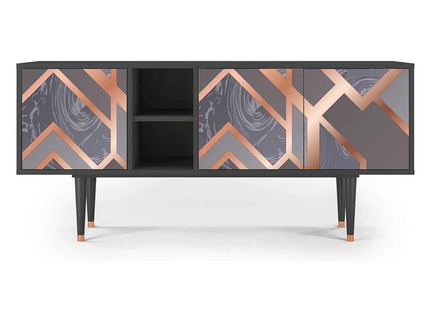 Móvel De Tv* Mueble de TV - 150х69х41 cm - T5 - Taupe Anatomy, Antracite Cinza antracite