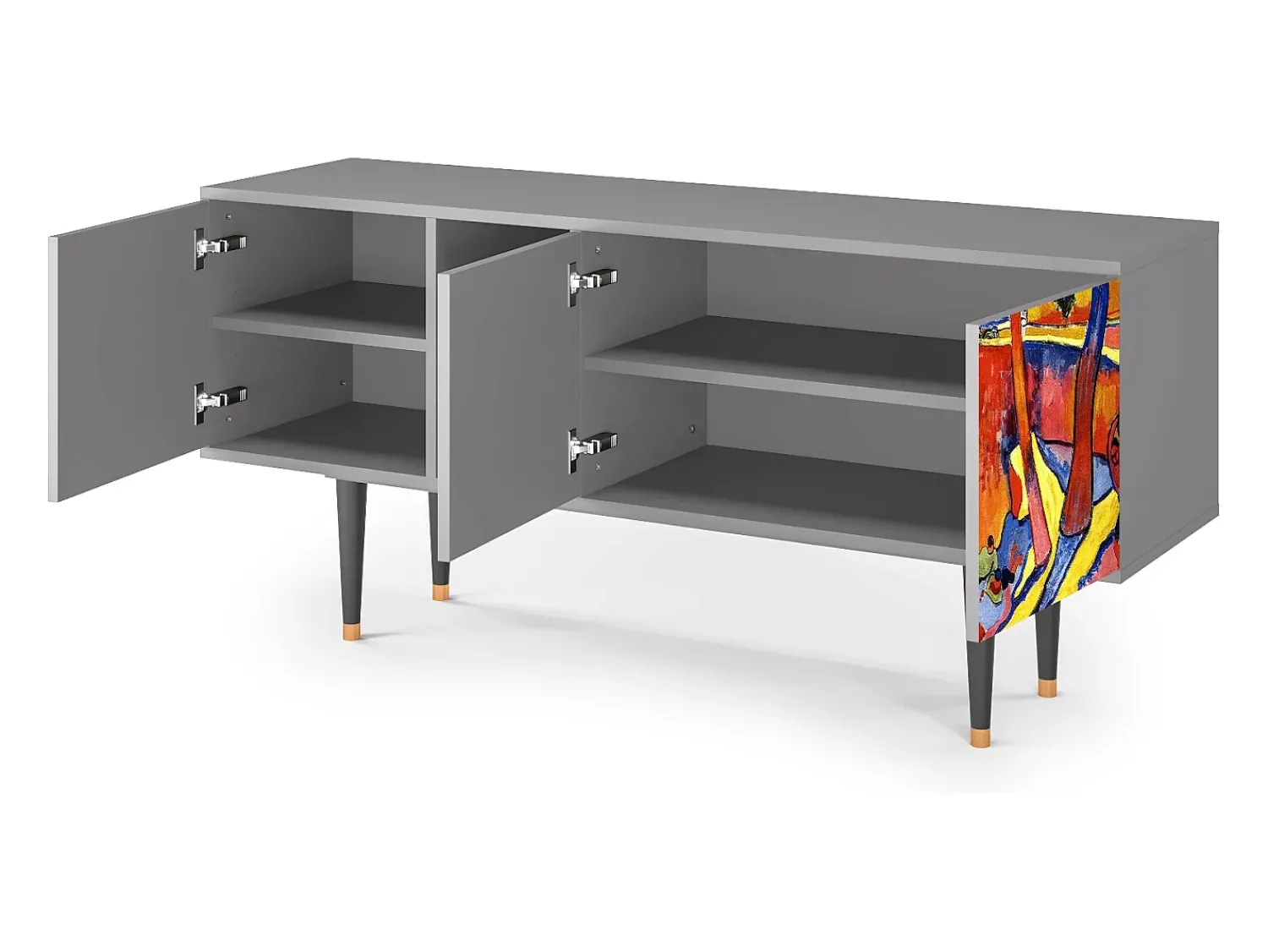 Móvel De Tv* Mueble de TV - 150х69х41 cm - T5 - The Turning Road, Cinza Cinzento