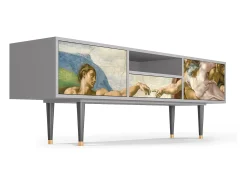 Móvel De Tv| Mueble de TV - 170х59х41 cm - T6 - The Creation of Adam, Cinza Cinzento