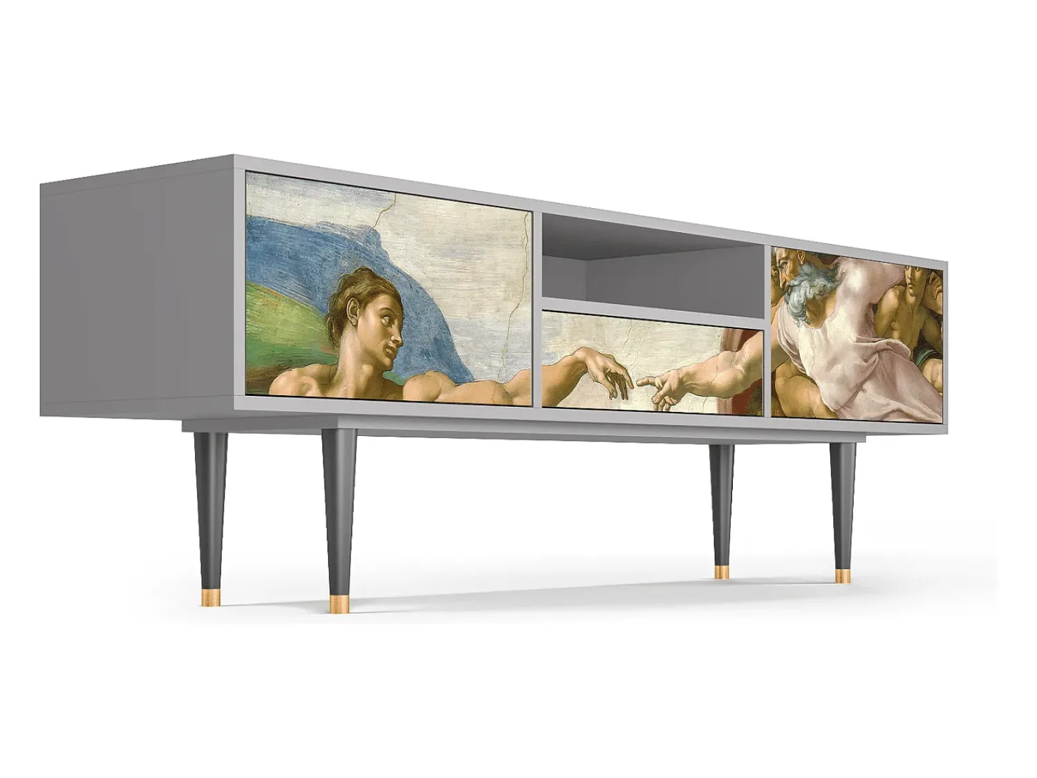Móvel De Tv| Mueble de TV - 170х59х41 cm - T6 - The Creation of Adam, Cinza Cinzento