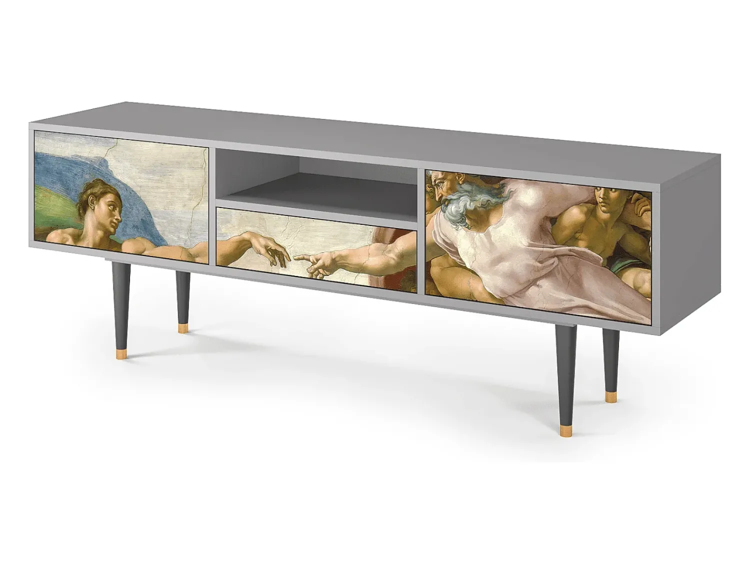 Móvel De Tv| Mueble de TV - 170х59х41 cm - T6 - The Creation of Adam, Cinza Cinzento
