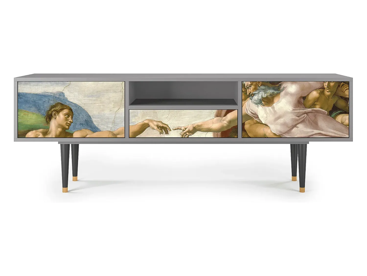 Móvel De Tv| Mueble de TV - 170х59х41 cm - T6 - The Creation of Adam, Cinza Cinzento