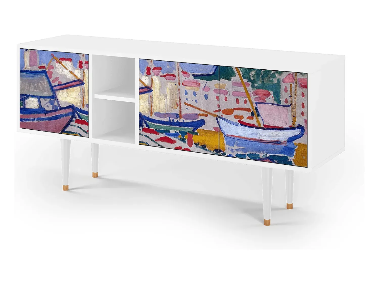 Mueble de TV - 150х69х41 cm - T5 - The Port of Collioure , Branco^ Móvel De Tv