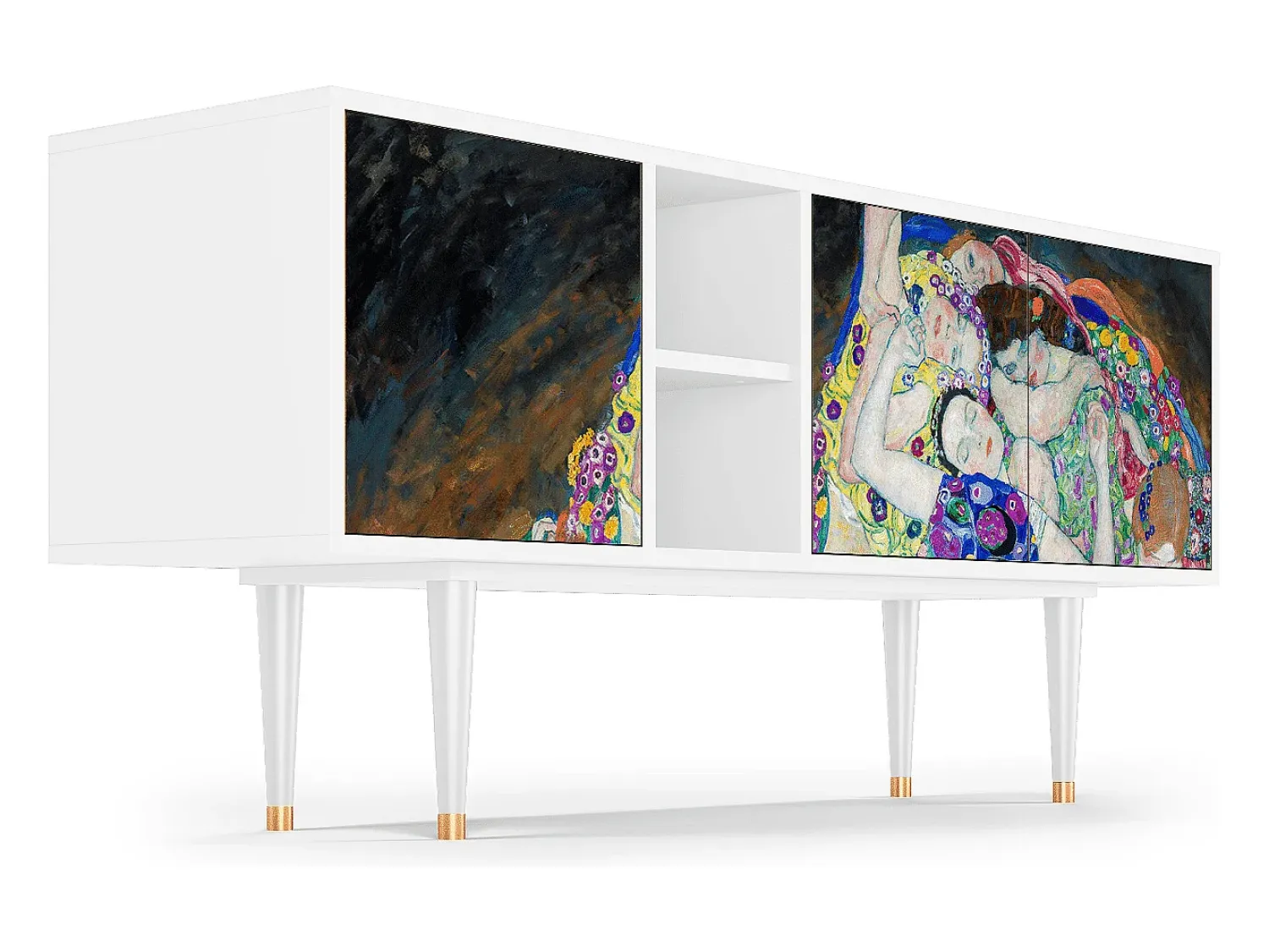Móvel De Tv* Mueble de TV - 150х69х41 cm - T5 - The Maiden by Klimt, Branco Bege