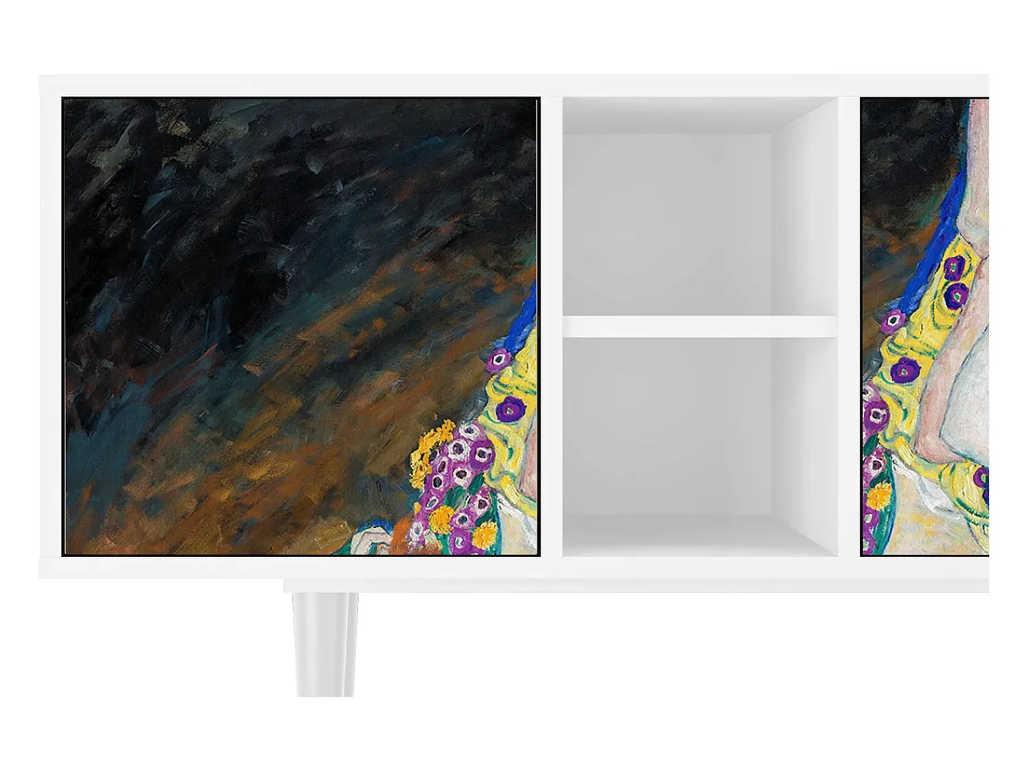 Móvel De Tv* Mueble de TV - 150х69х41 cm - T5 - The Maiden by Klimt, Branco Bege