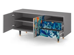 Móvel De Tv| Mueble de TV - 125х56х41 cm - T7 - The Girl - James Jean, Cinza Cinzento