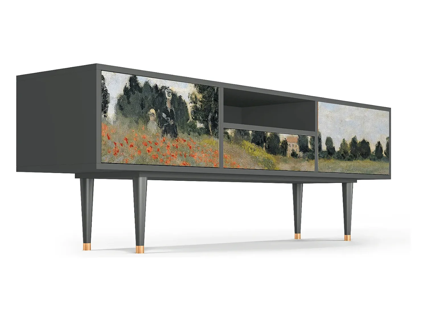 Online Mueble de TV - 170х59х41 cm - T6 - The Poppy Field , Antracite Cinza antracite