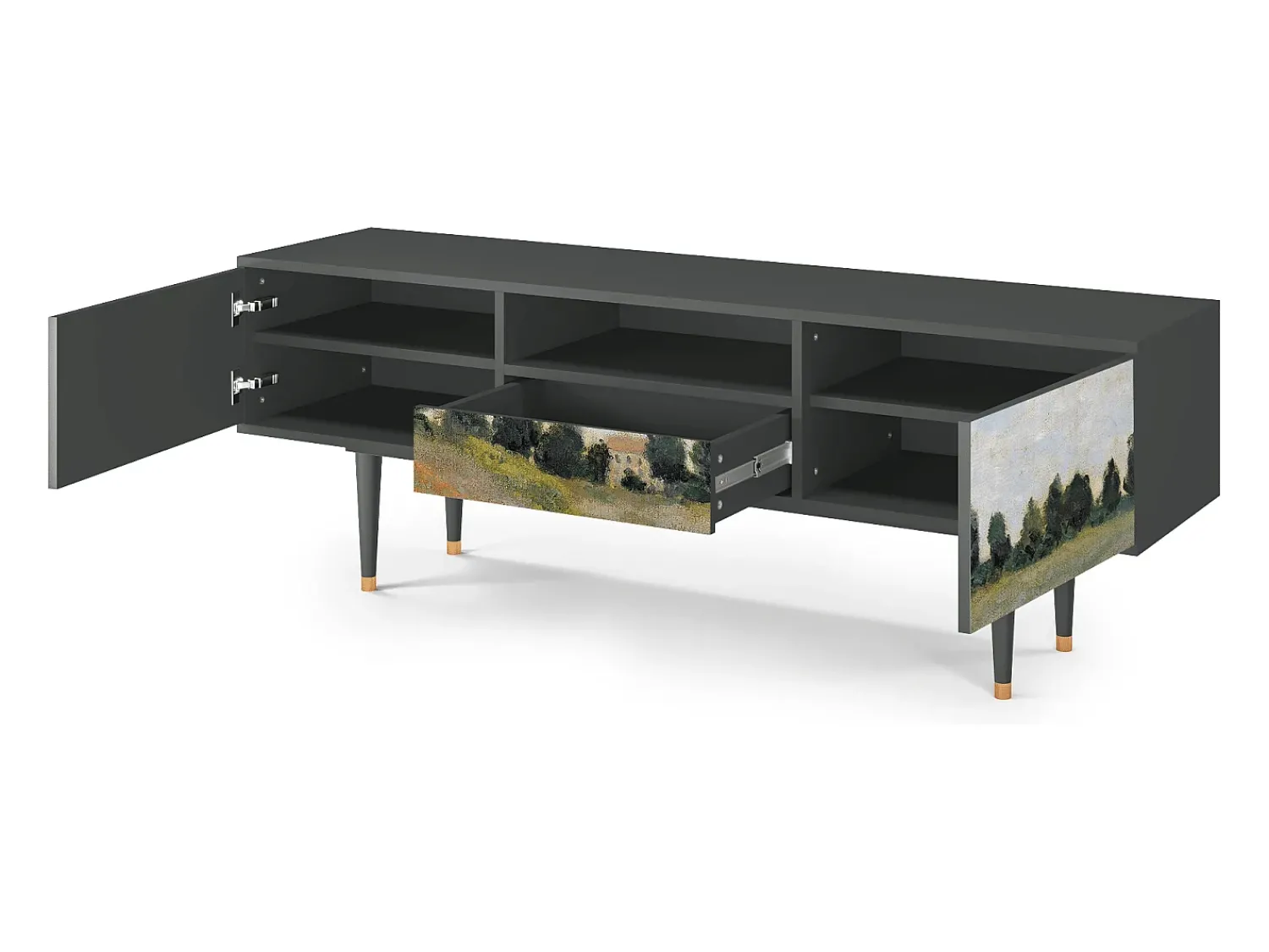 Online Mueble de TV - 170х59х41 cm - T6 - The Poppy Field , Antracite Cinza antracite