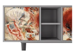 Móvel De Tv| Mueble de TV - 150х69х41 cm - T5 - The City Rises, Cinza Cinzento