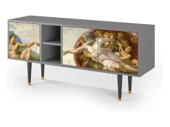 Discount Mueble de TV - 150х69х41 cm - T5 - The Creation of Adam, Cinza Cinzento