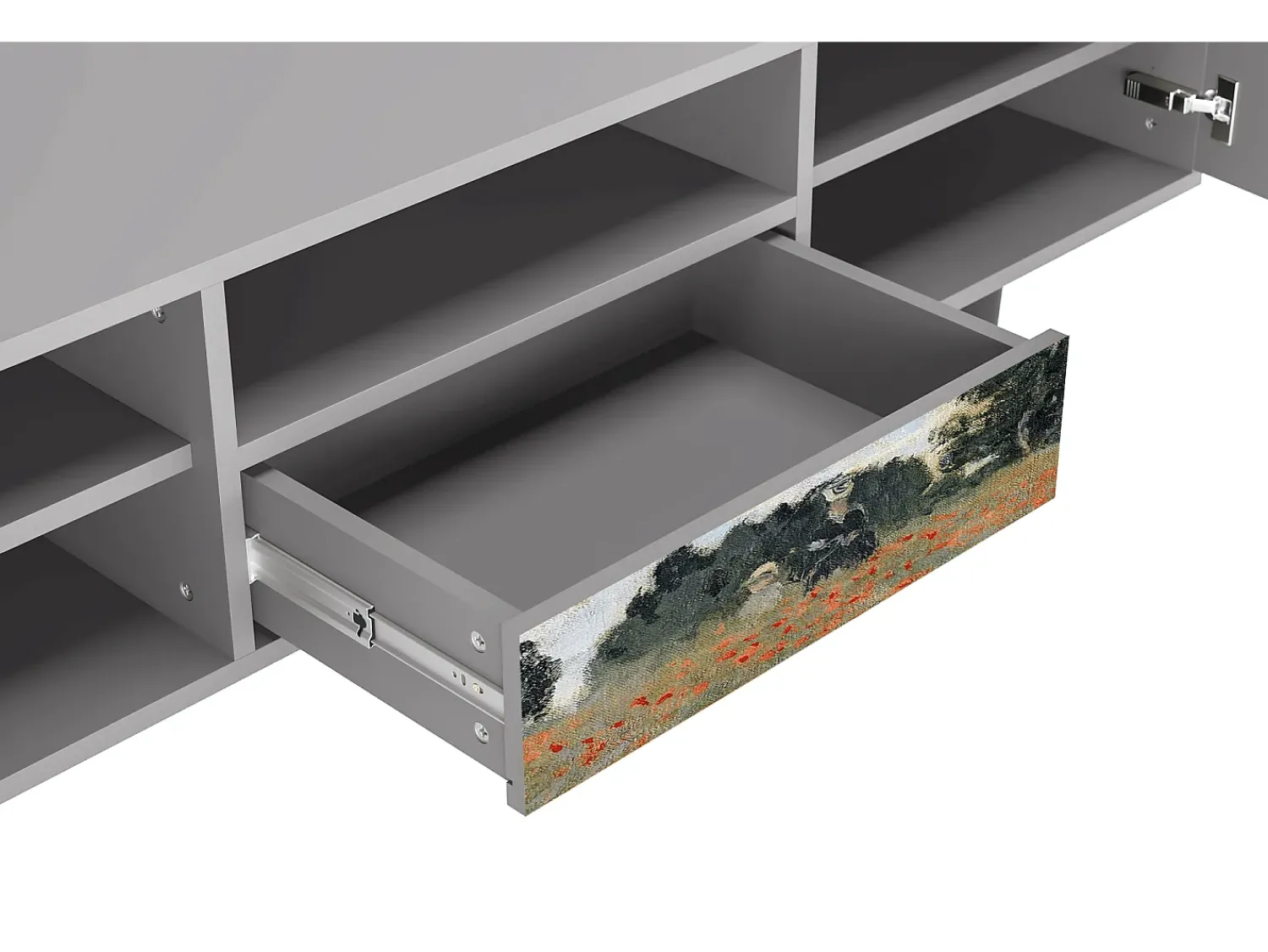 Móvel De Tv| Mueble de TV - 170х59х41 cm - T6 - The Poppy Field , Cinza Cinzento