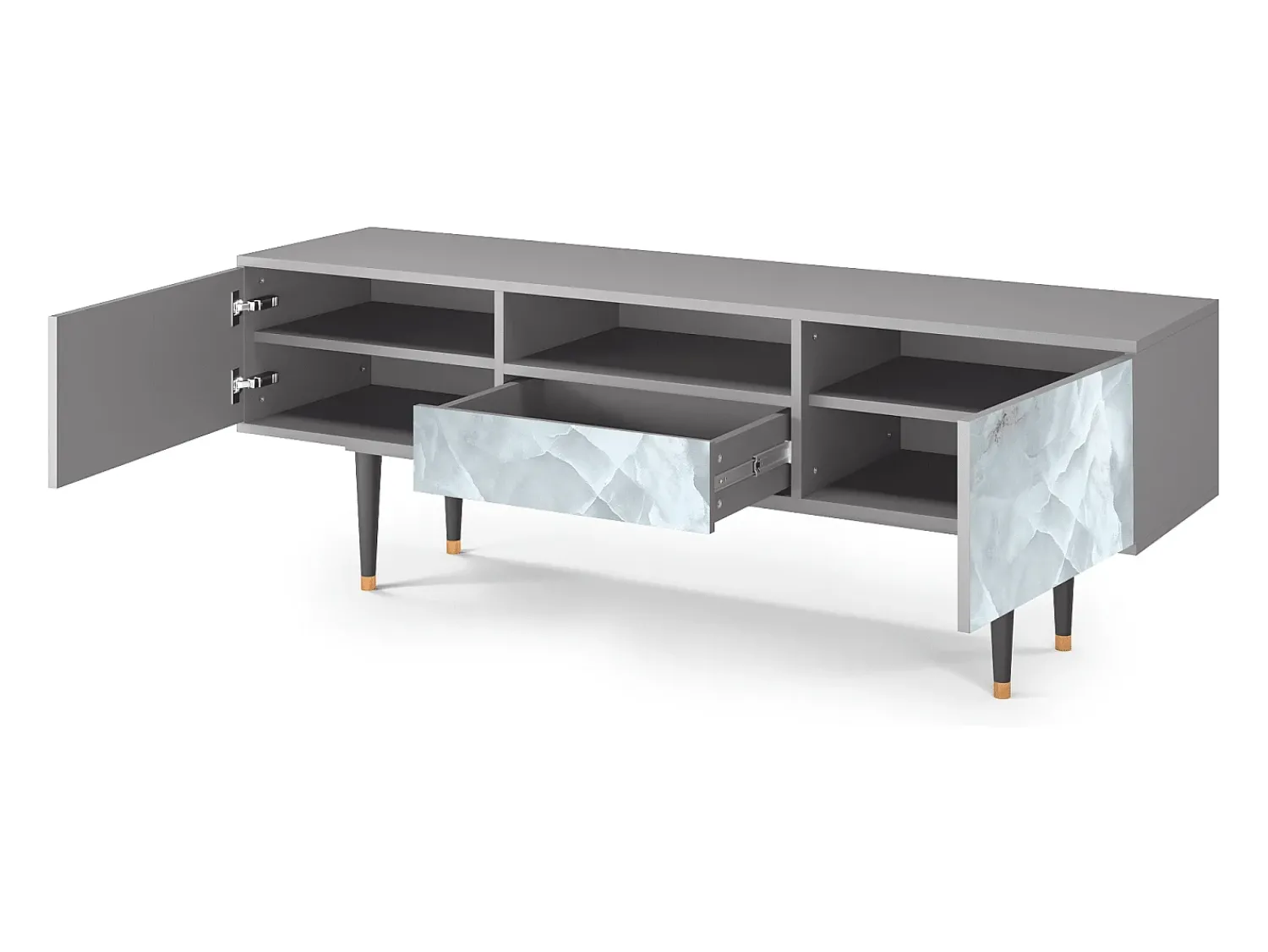Móvel De Tv| Mueble de TV - 170х59х41 cm - T6 - The Onyx, Cinza Cinzento