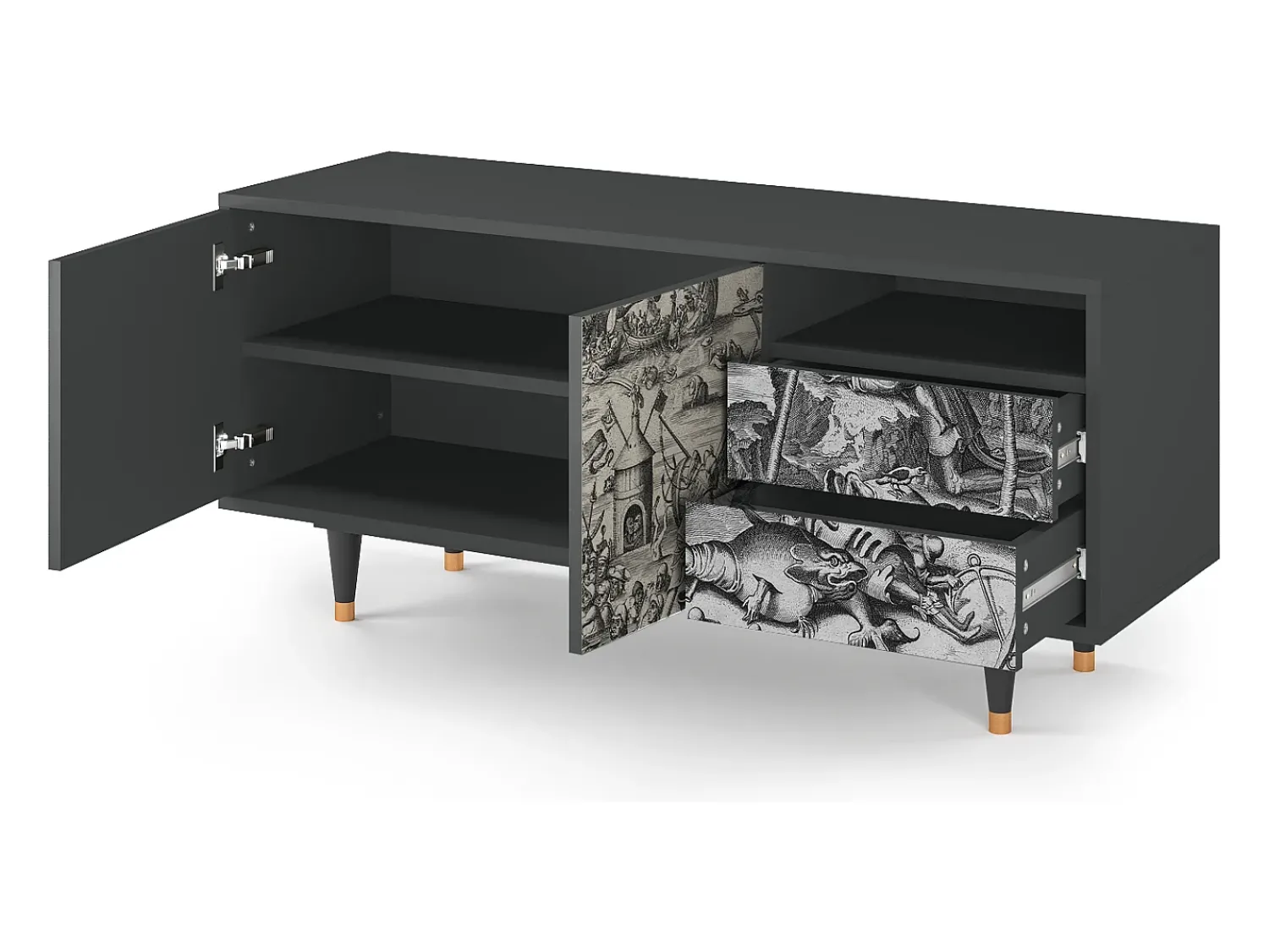 Móvel De Tv* Mueble de TV - 125х56х41 cm - T7 - The Temptation, Antracite Cinza antracite