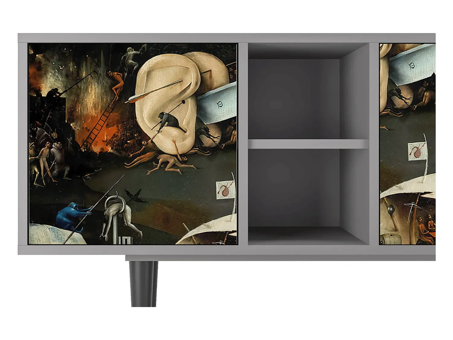 Móvel De Tv* Mueble de TV - 150х69х41 cm - T5 - The Garden 2, Cinza Cinzento