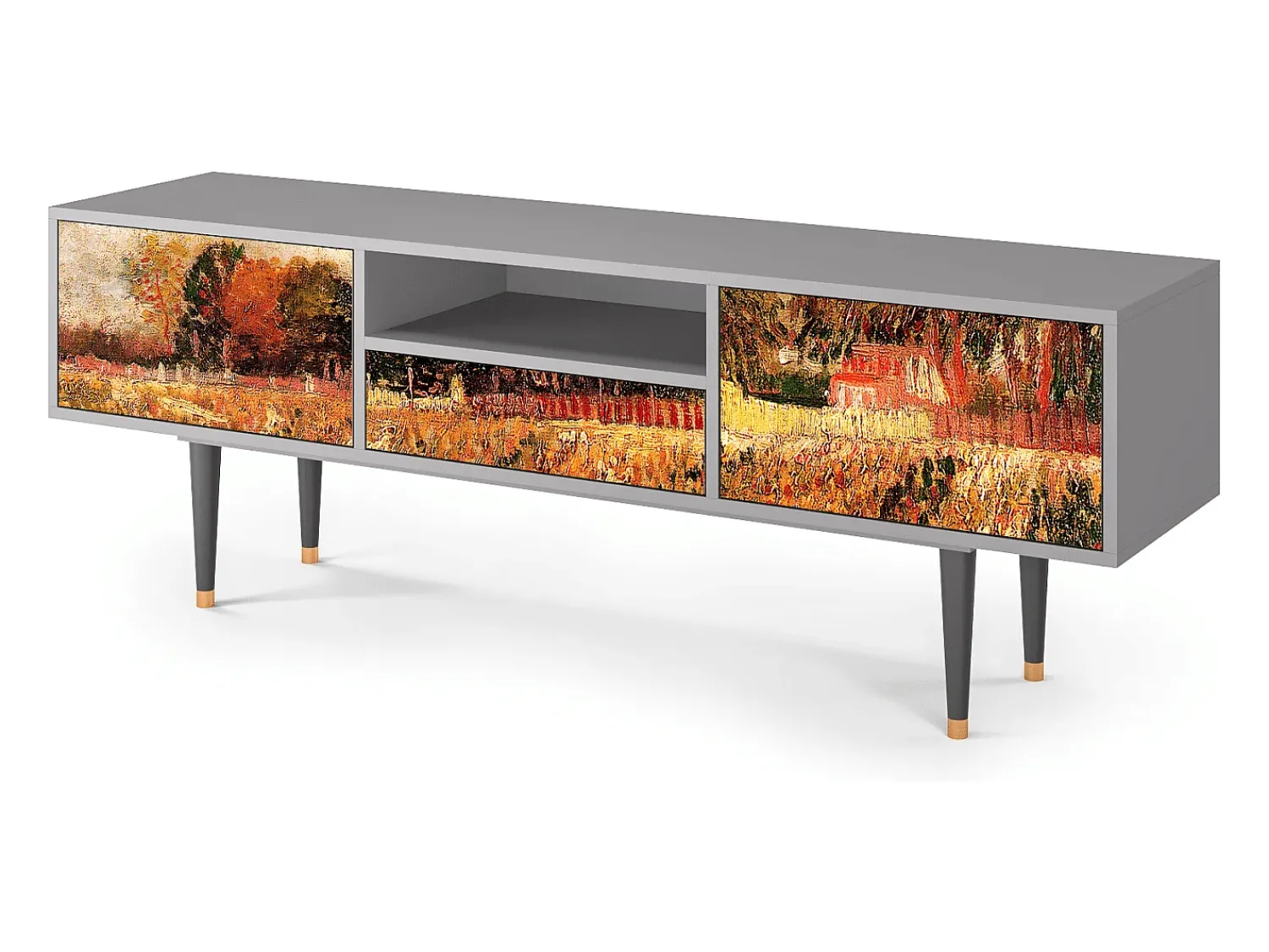 Móvel De Tv| Mueble de TV - 170х59х41 cm - T6 - The Banks, Cinza Cinzento