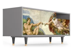 Móvel De Tv| Mueble de TV - 125х56х41 cm - T7 - The Creation of Adam, Cinza Cinzento