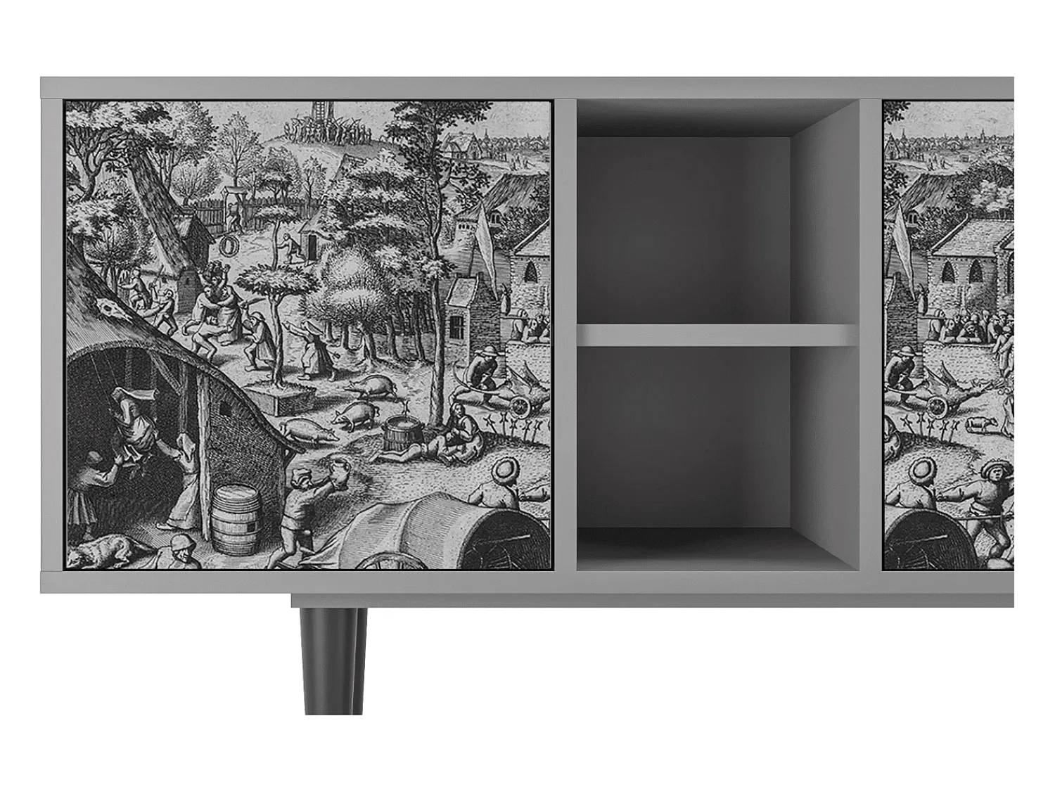 Móvel De Tv* Mueble de TV - 150х69х41 cm - T5 - The Festival of Saint, Cinza Cinzento
