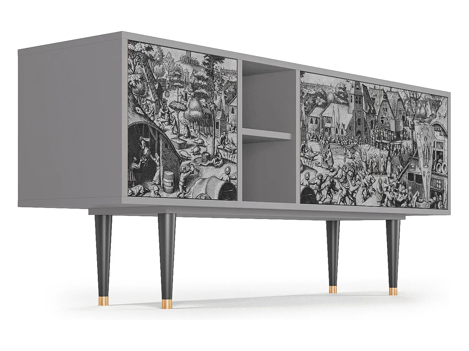 Móvel De Tv* Mueble de TV - 150х69х41 cm - T5 - The Festival of Saint, Cinza Cinzento