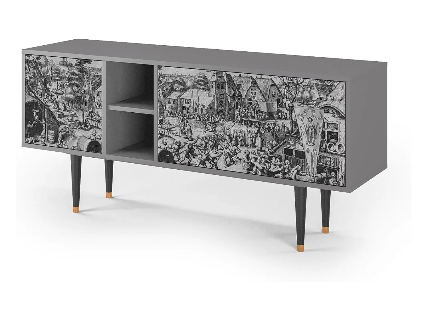 Móvel De Tv* Mueble de TV - 150х69х41 cm - T5 - The Festival of Saint, Cinza Cinzento