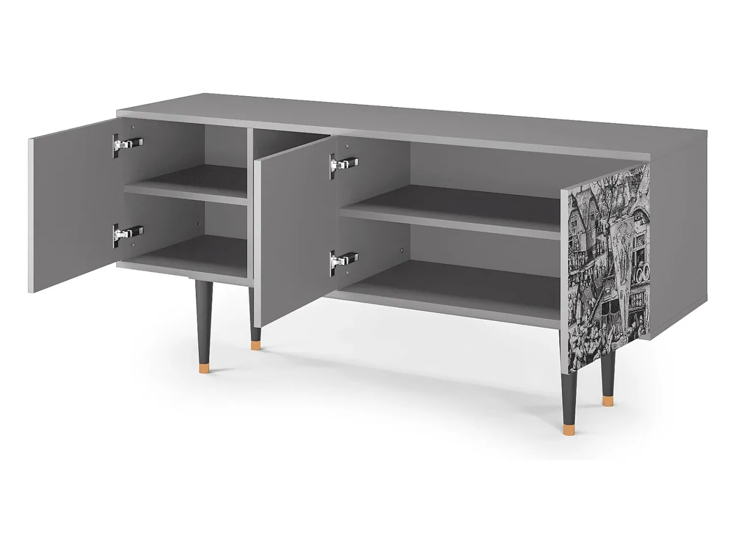 Móvel De Tv* Mueble de TV - 150х69х41 cm - T5 - The Festival of Saint, Cinza Cinzento