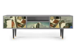 Móvel De Tv| Mueble de TV - 170х59х41 cm - T6 - The Cubist Paintings , Cinza Cinzento