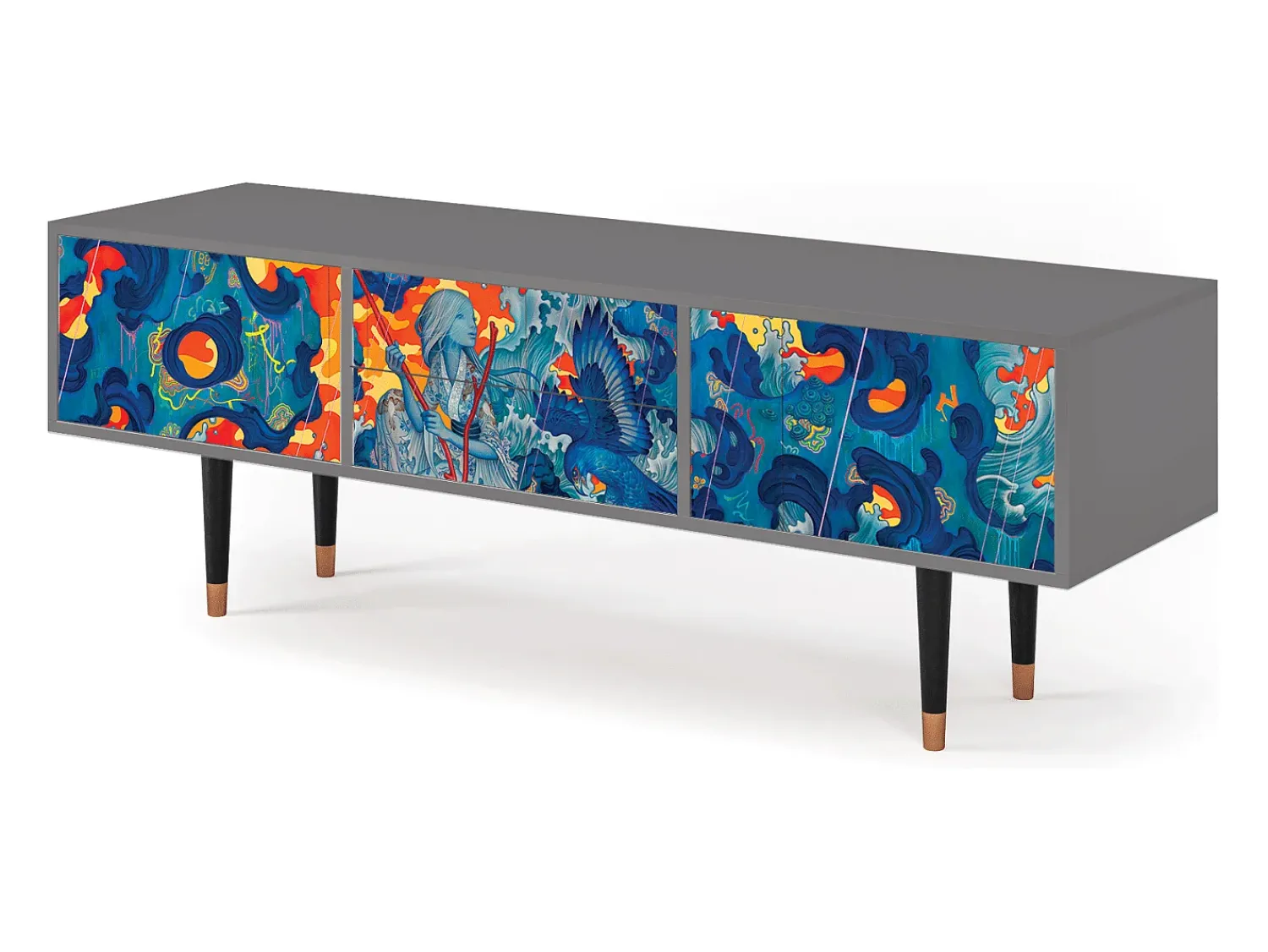 Móvel De Tv| Mueble de TV - 170х59х48 cm - T4 - The Girl - James Jean, Cinza Cinzento
