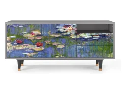 Móvel De Tv| Mueble de TV - 125х56х41 cm - T7 - The water lily pond , Cinza Cinzento