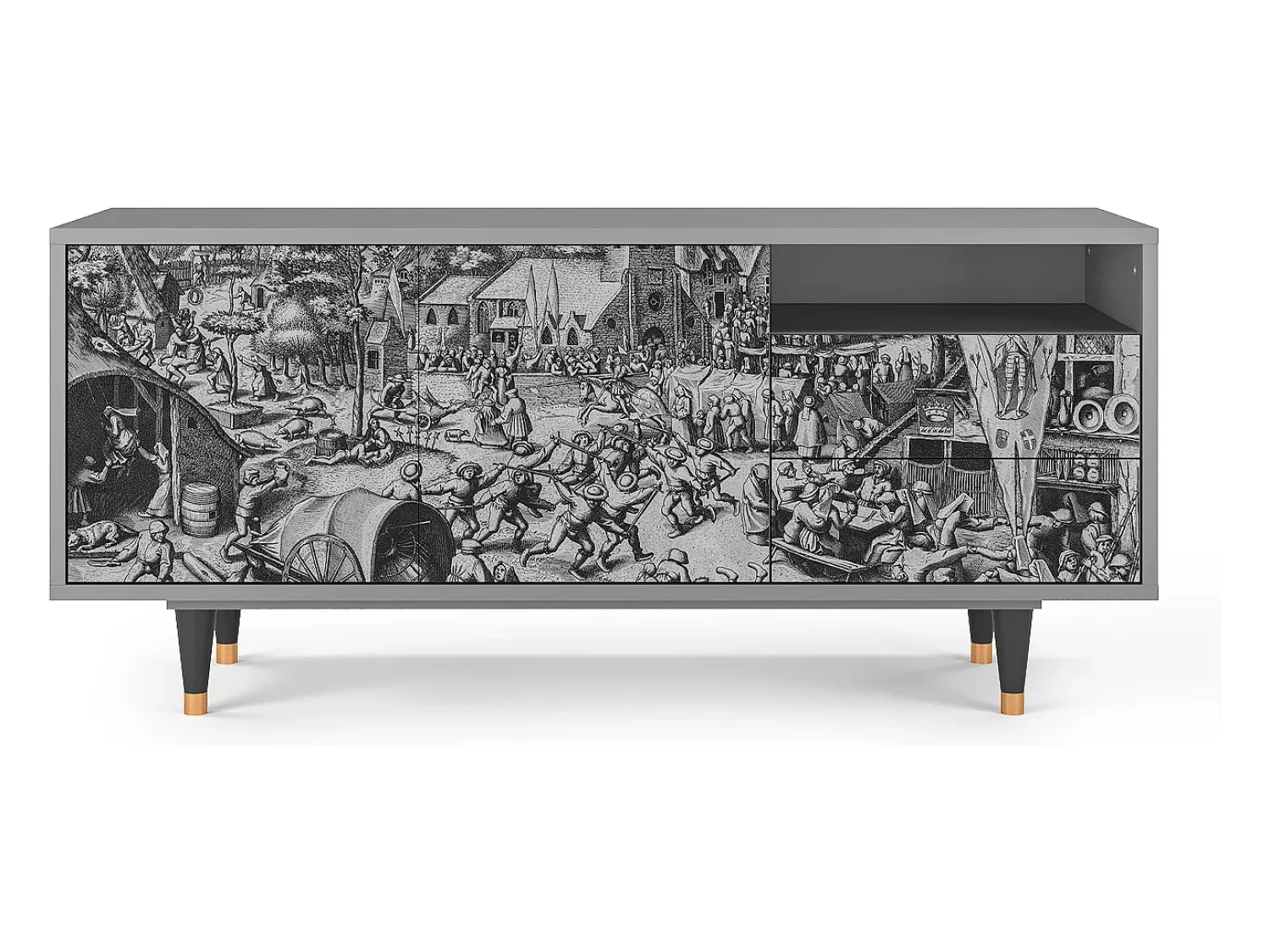 Hot Mueble de TV - 125х56х41 cm - T7 - The Festival of Saint, Cinza Cinzento