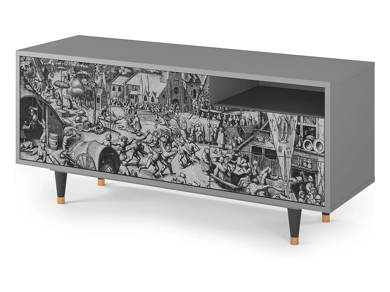 Hot Mueble de TV - 125х56х41 cm - T7 - The Festival of Saint, Cinza Cinzento