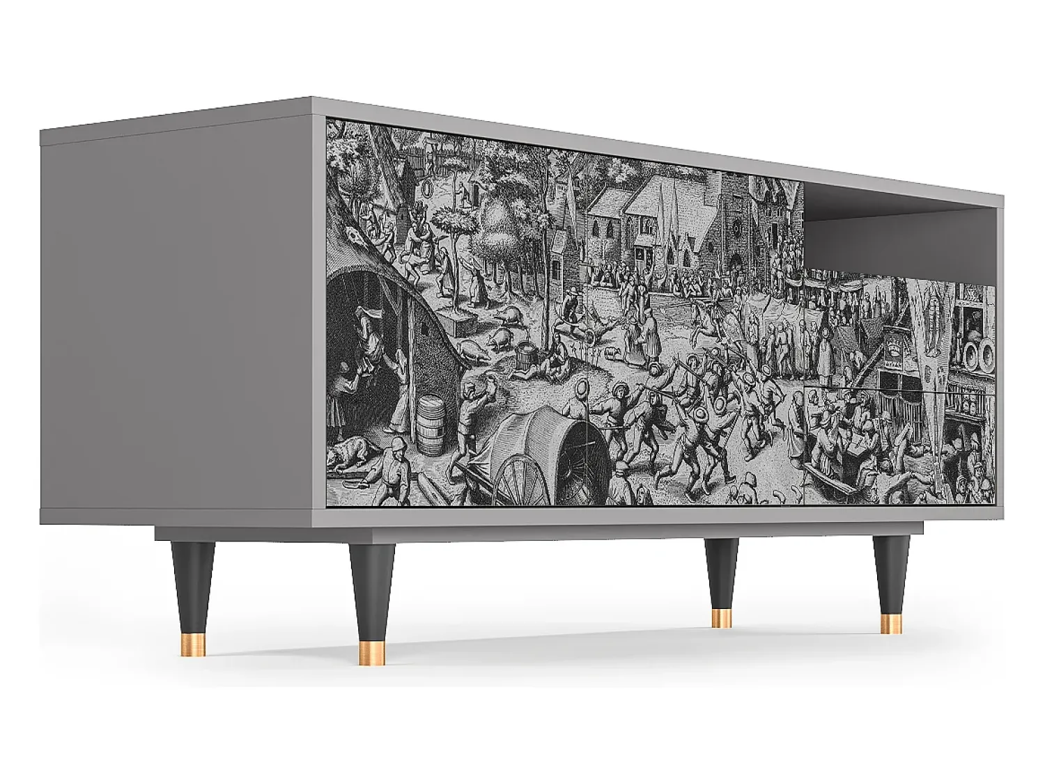 Hot Mueble de TV - 125х56х41 cm - T7 - The Festival of Saint, Cinza Cinzento