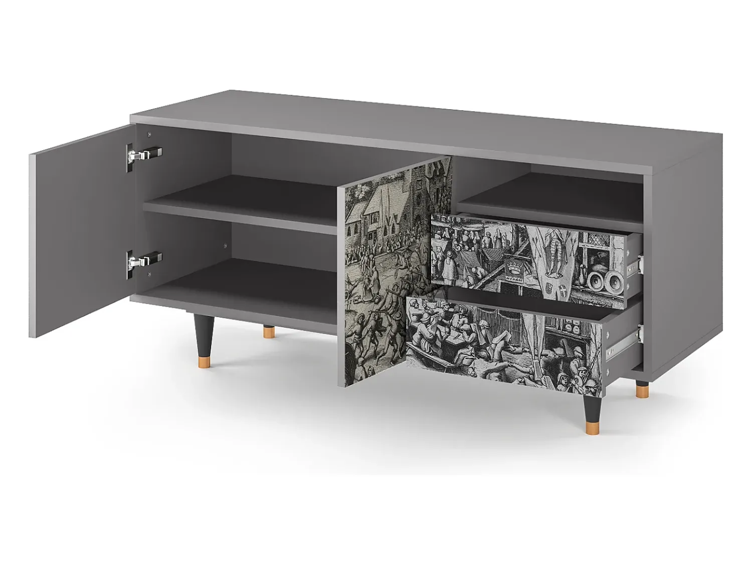 Hot Mueble de TV - 125х56х41 cm - T7 - The Festival of Saint, Cinza Cinzento