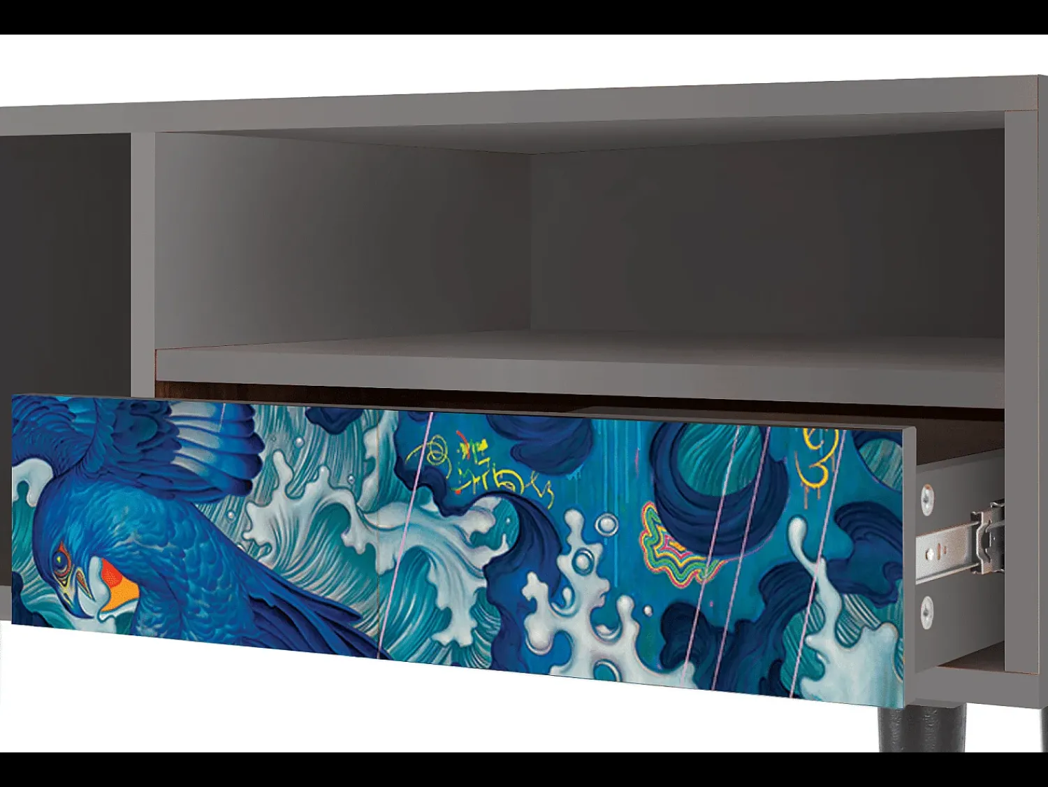 Móvel De Tv| Mueble de TV - 115х59х48 cm - T3 - The Girl - James Jean, Cinza Cinzento