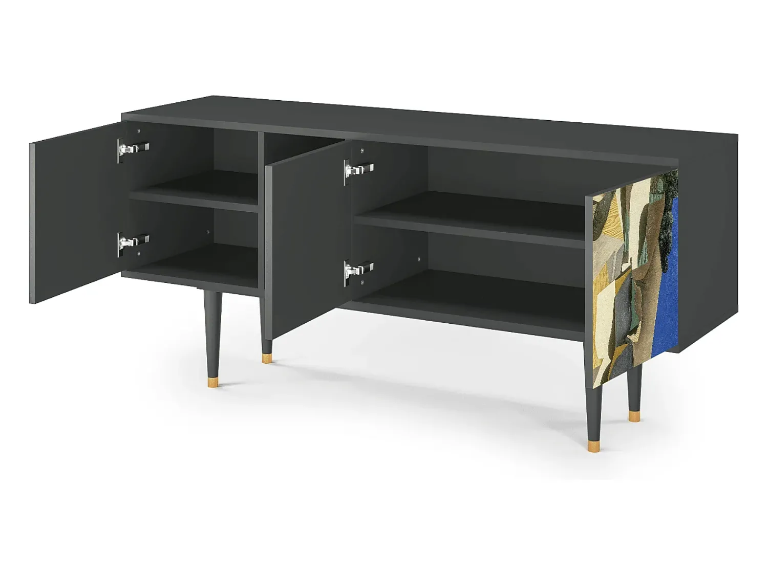 Móvel De Tv* Mueble de TV - 150х69х41 cm - T5 - The Cubist Paintings , Antracite Cinza antracite